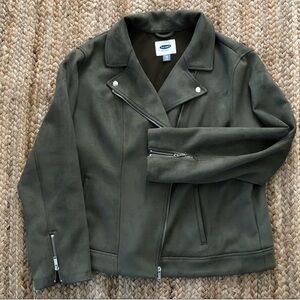 Olive Green Old Navy Suede Motto Jacket